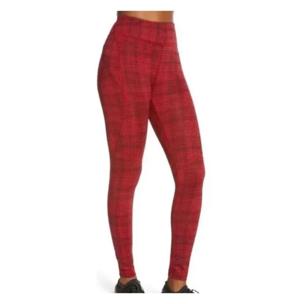 Outdoor Voices Move Free Red Leggins Pomegranate Plaid Leggings L